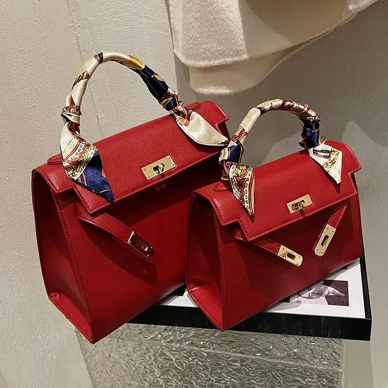 Scarf Handles Leather Handbags