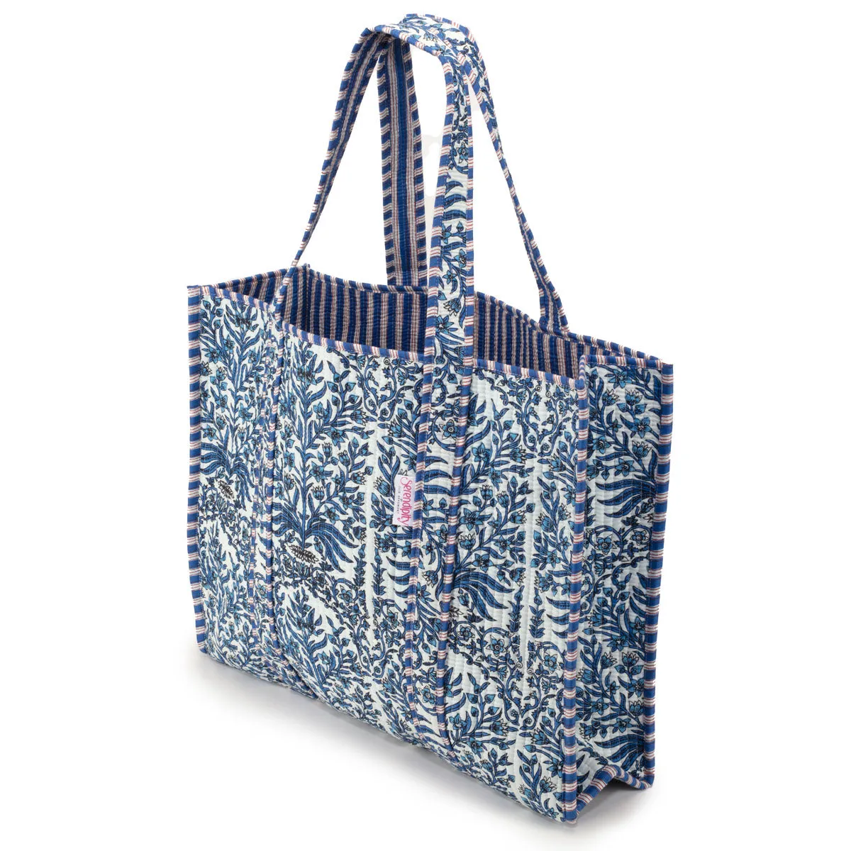 Serendipity Cotton Quilted Tote - Blue Reef
