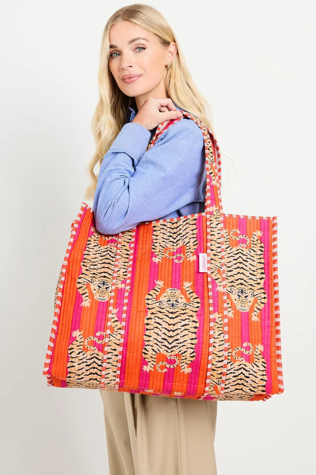 Serendipity Cotton Quilted Tote - Tibetan Tiger