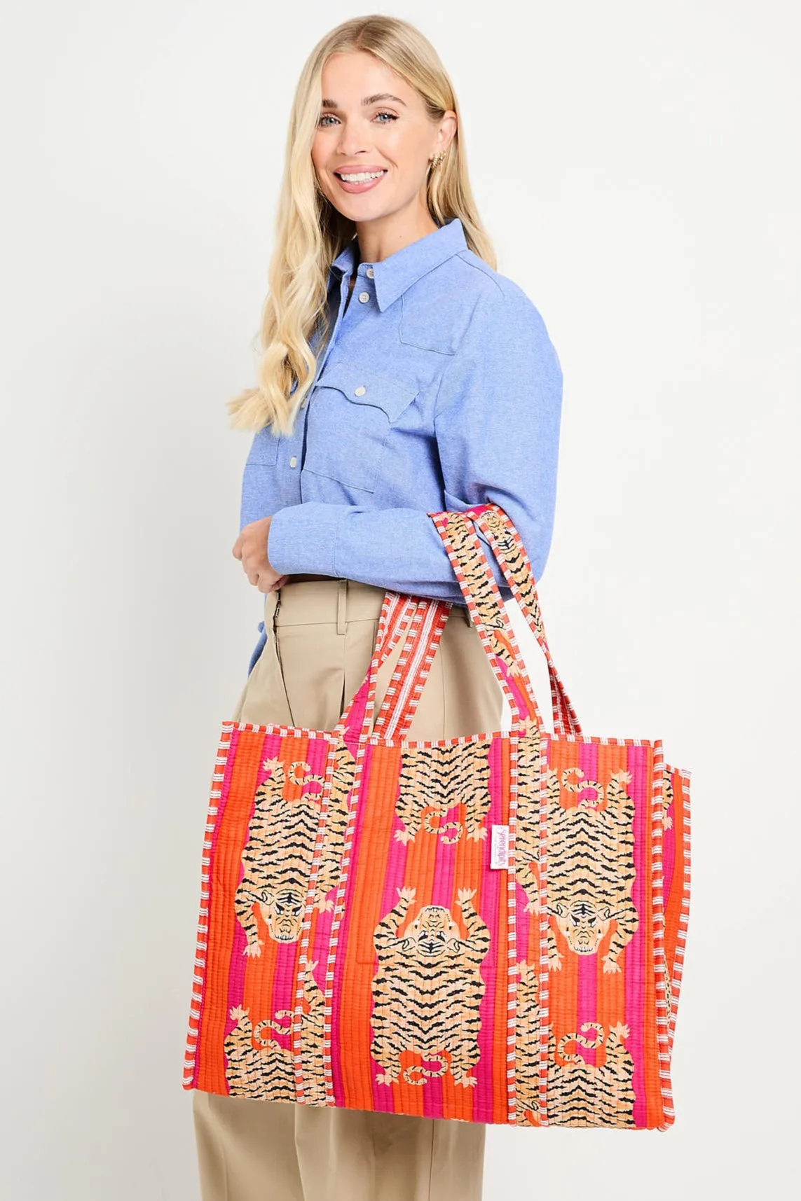 Serendipity Cotton Quilted Tote - Tibetan Tiger
