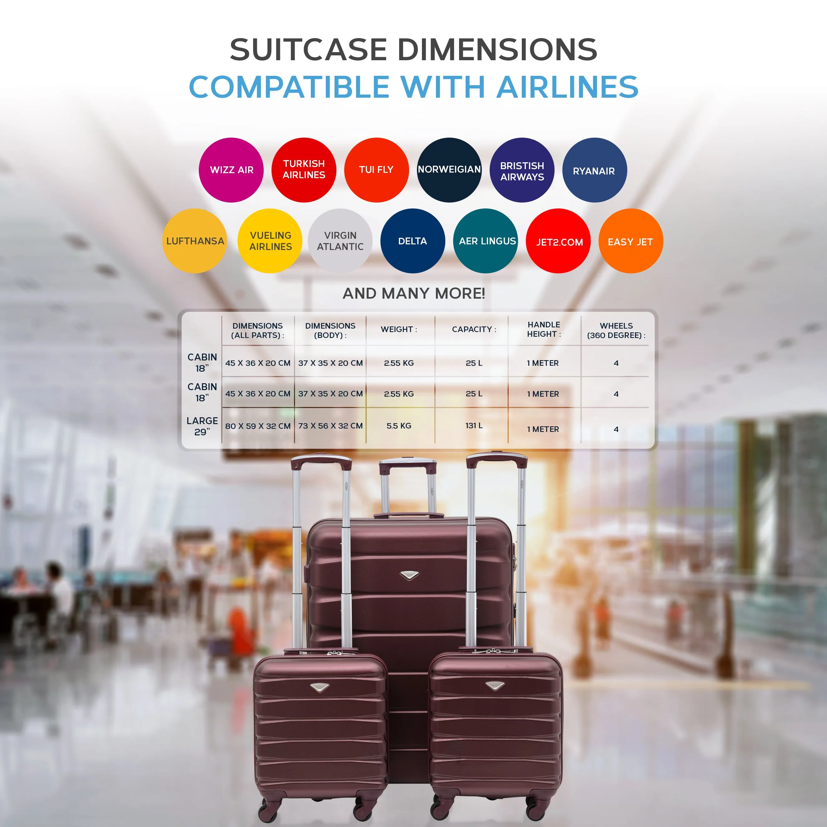 Set of 2 EasyJet Free Carry-on Cabin Bags   Large Check in Suitcase