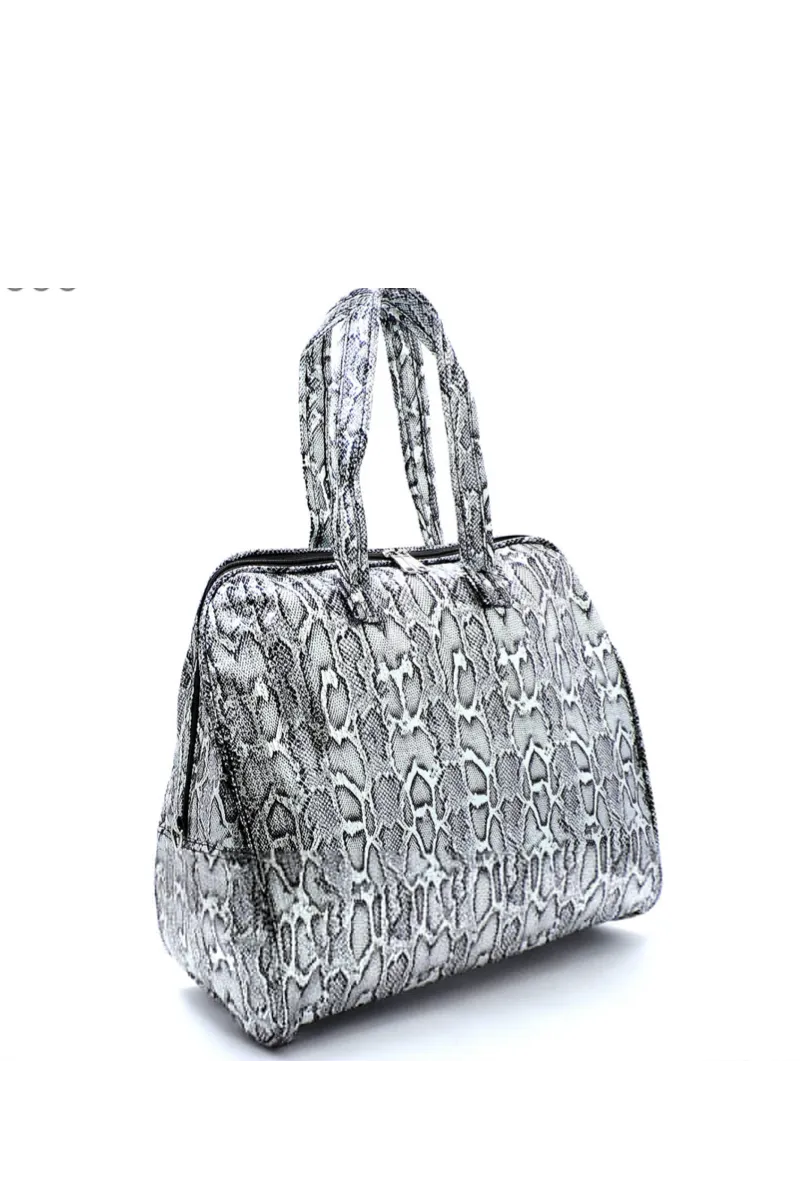 Silver Faux Snake Skin Weekender Bag