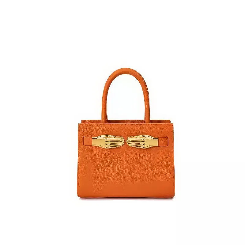 Small Grained Leather Top Handle Bag