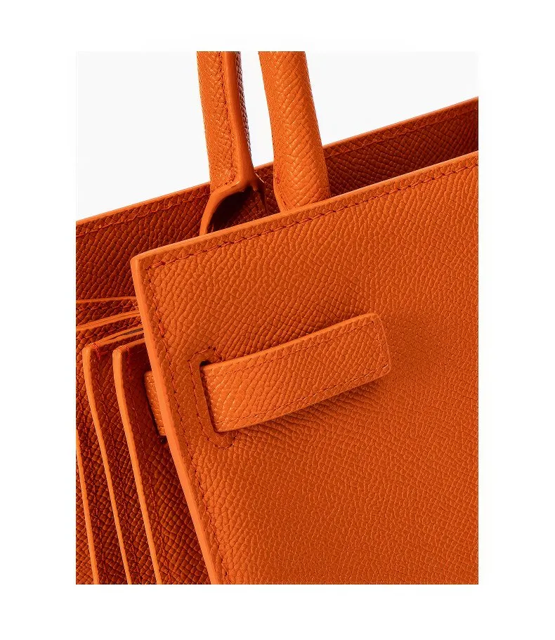 Small Grained Leather Top Handle Bag