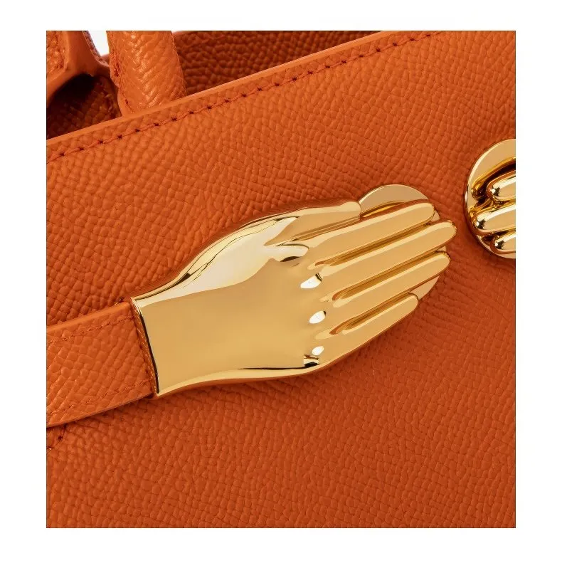 Small Grained Leather Top Handle Bag