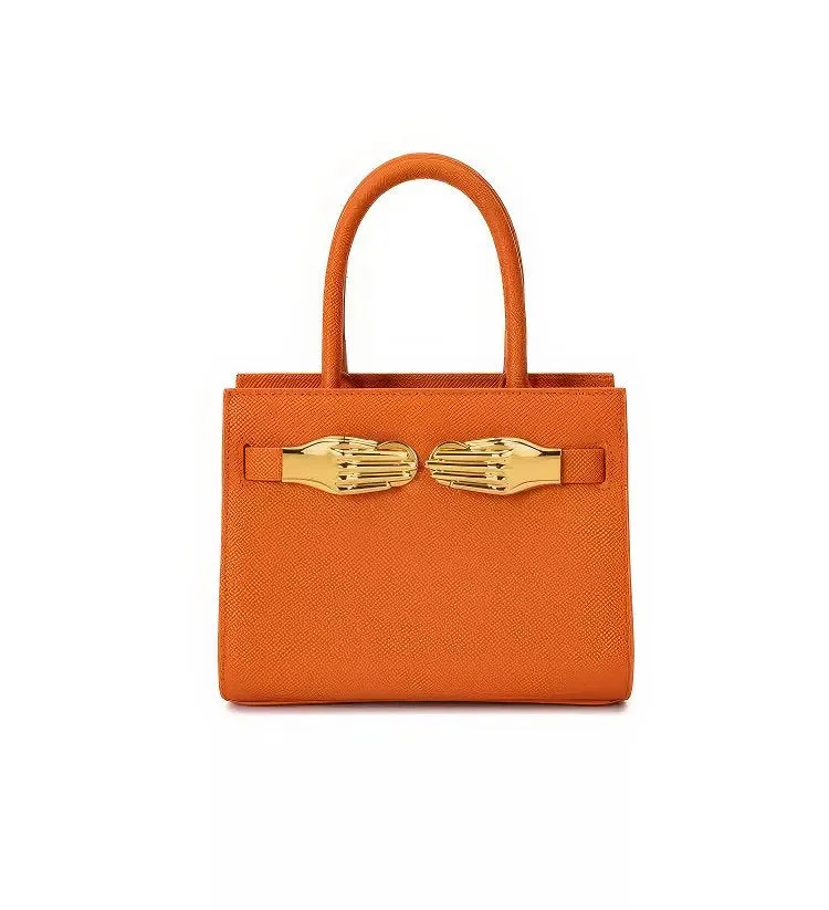 Small Grained Leather Top Handle Bag