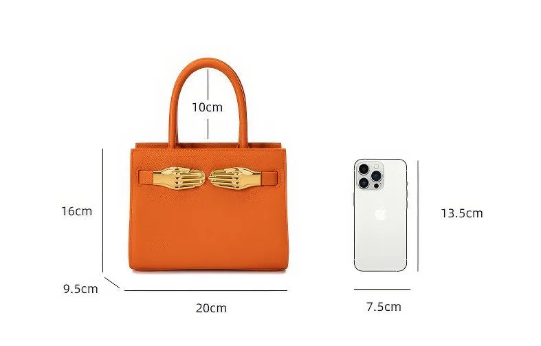 Small Grained Leather Top Handle Bag