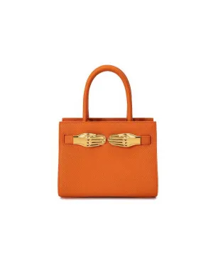 Small Grained Leather Top Handle Bag