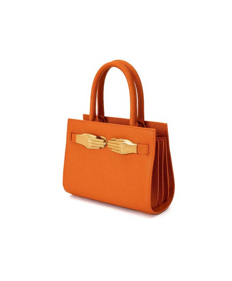 Small Grained Leather Top Handle Bag
