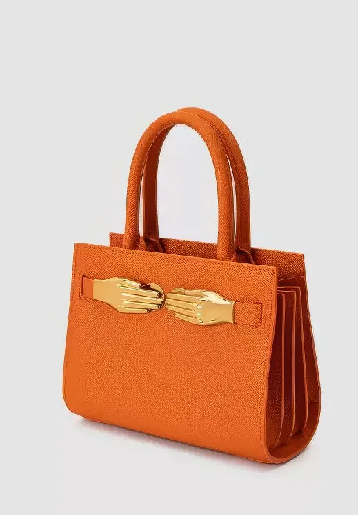 Small Grained Leather Top Handle Bag