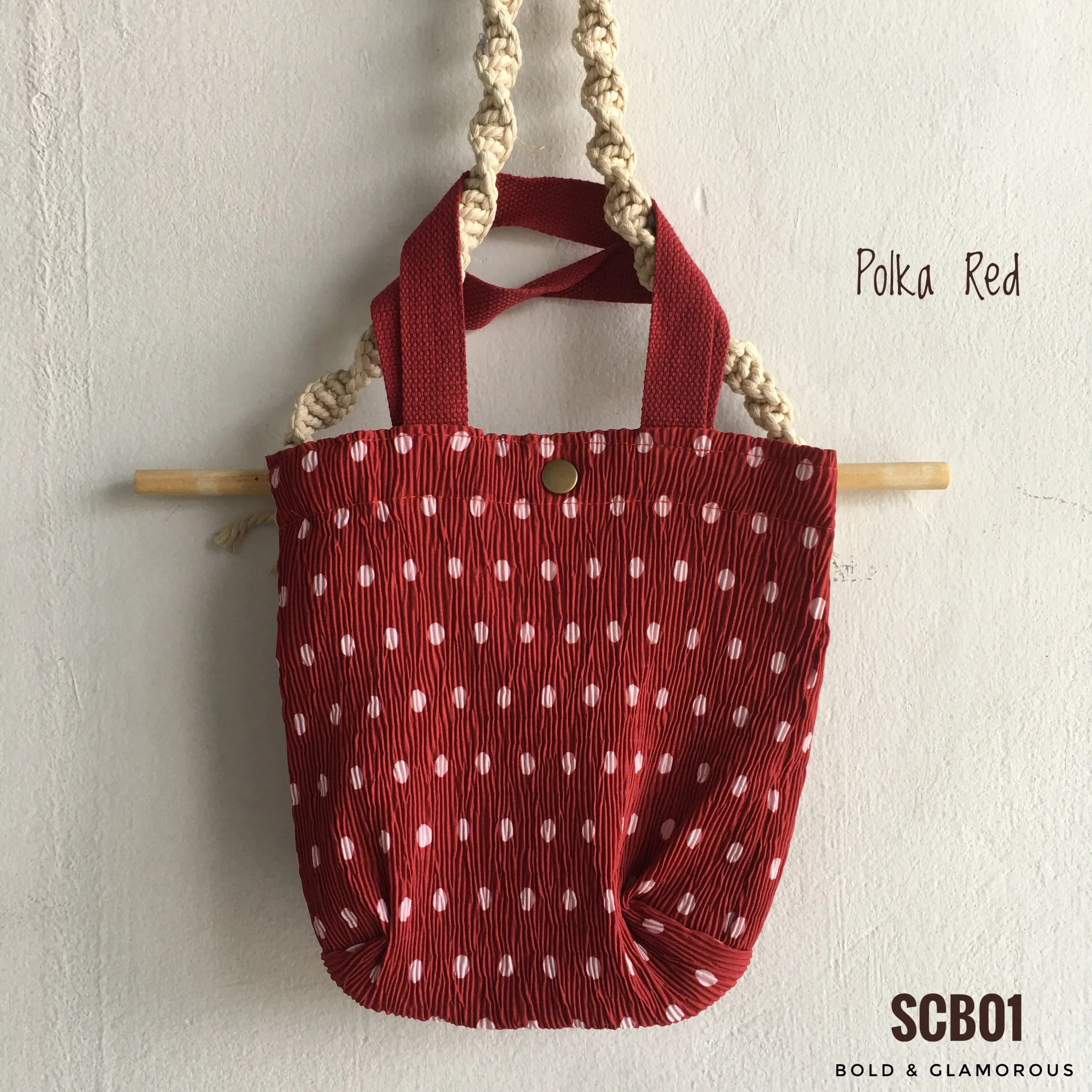 Small Printed Canvas Bags | SCB01 | Polka Red