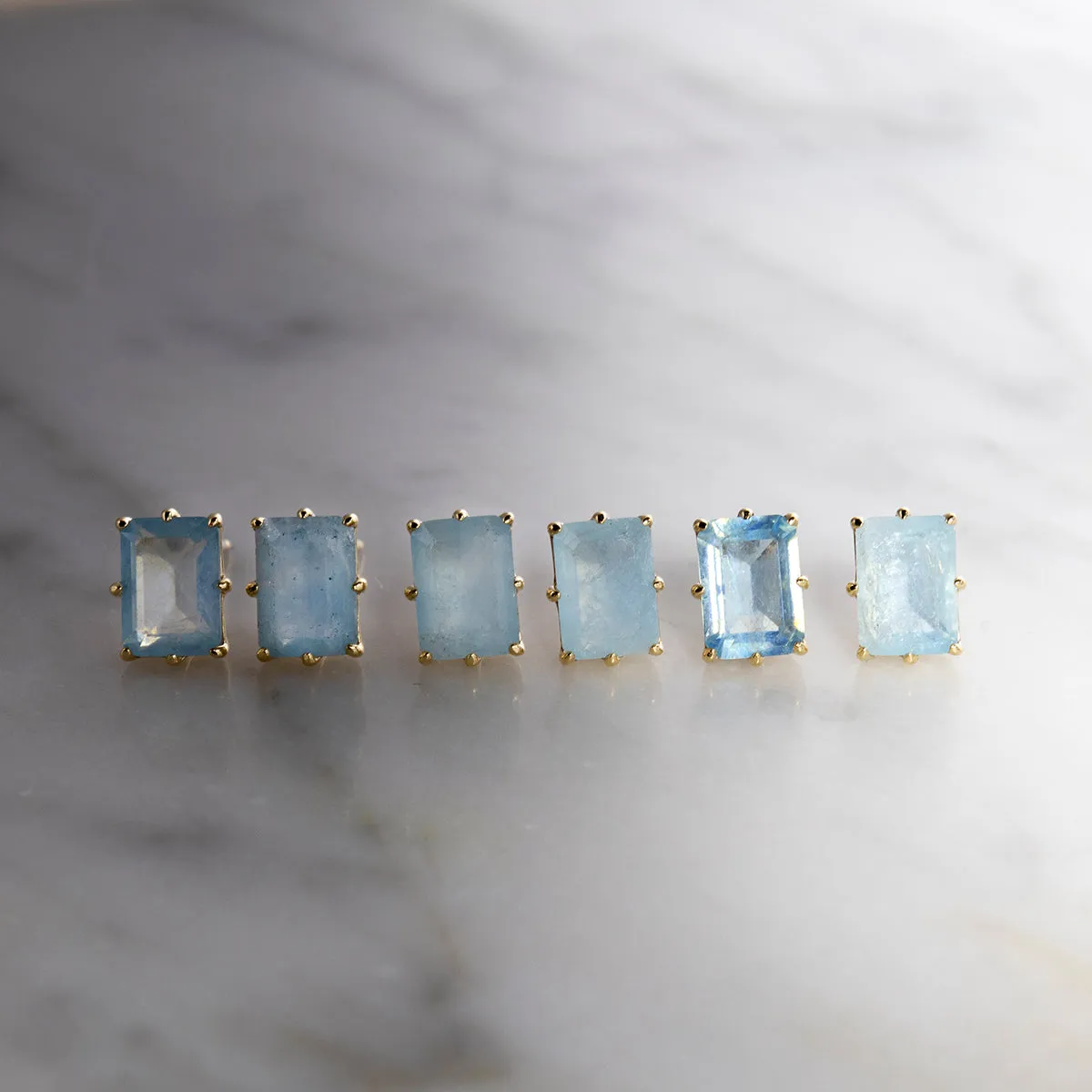 Solid Gold 2025 March Capsule Aquamarine Statement Set with Free Gift