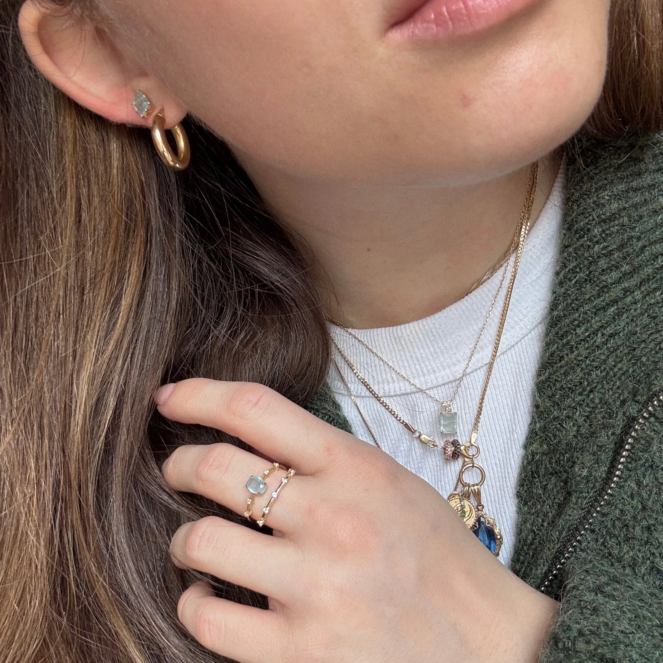 Solid Gold 2025 March Capsule Aquamarine Statement Set with Free Gift