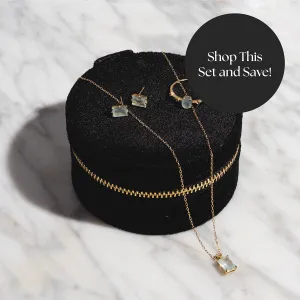 Solid Gold 2025 March Capsule Aquamarine Statement Set with Free Gift
