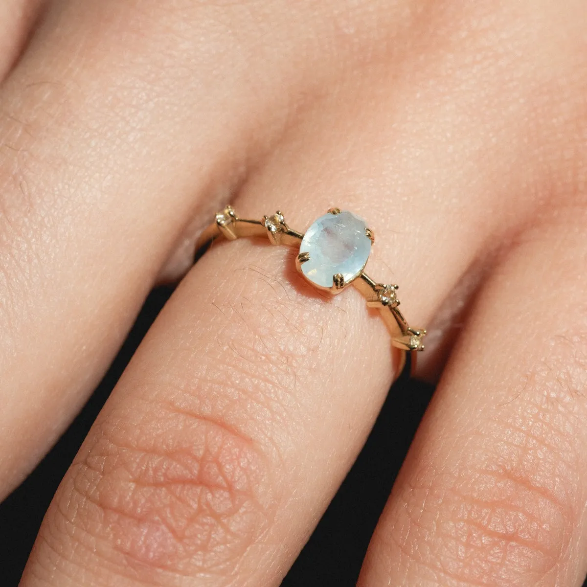 Solid Gold 2025 March Capsule Aquamarine Statement Set with Free Gift
