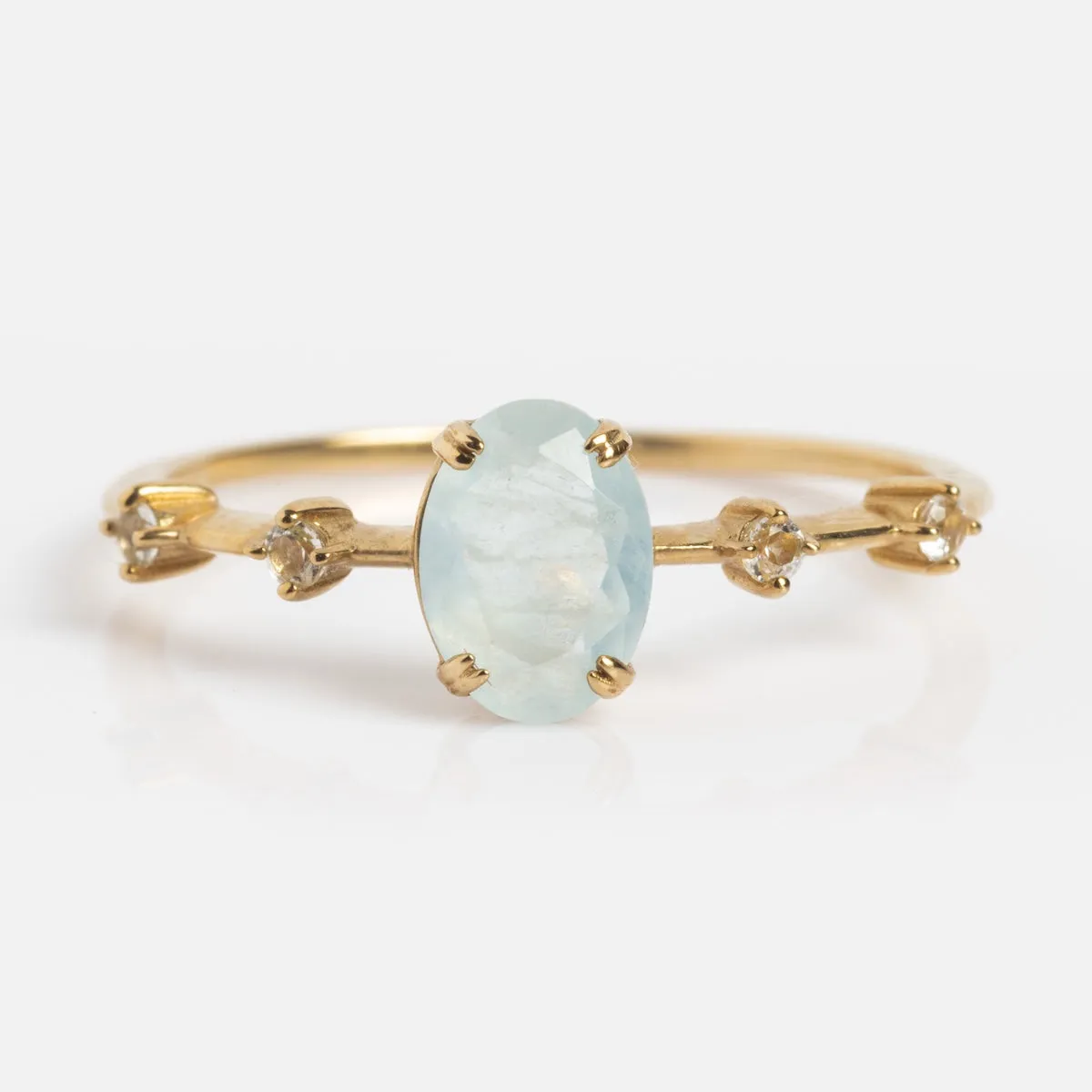 Solid Gold 2025 March Capsule Aquamarine Statement Set with Free Gift