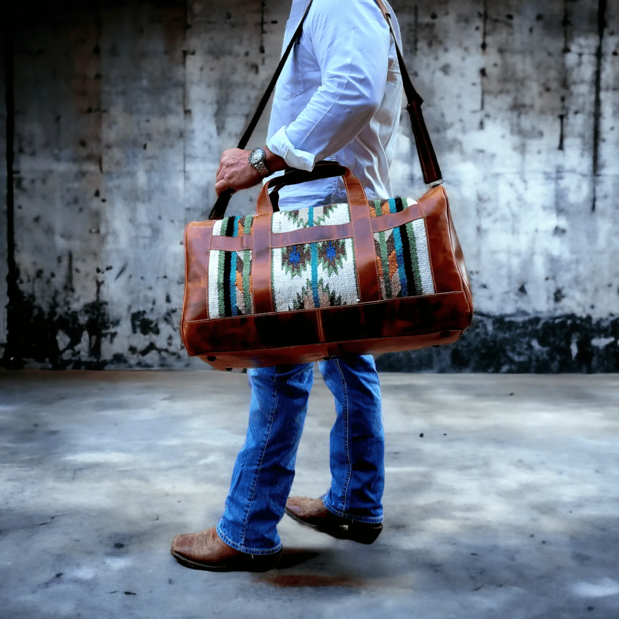 Southwestern Saddle Blanket Aztec Weekender Aspen Duffel