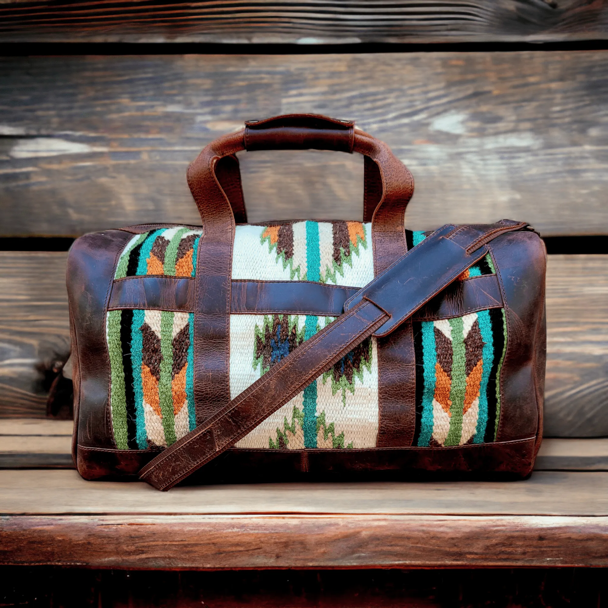 Southwestern Saddle Blanket Aztec Weekender Aspen Duffel