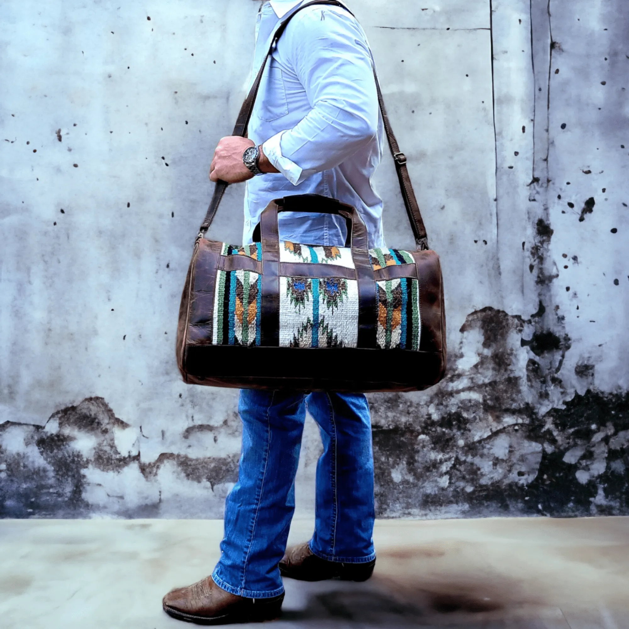 Southwestern Saddle Blanket Aztec Weekender Aspen Duffel