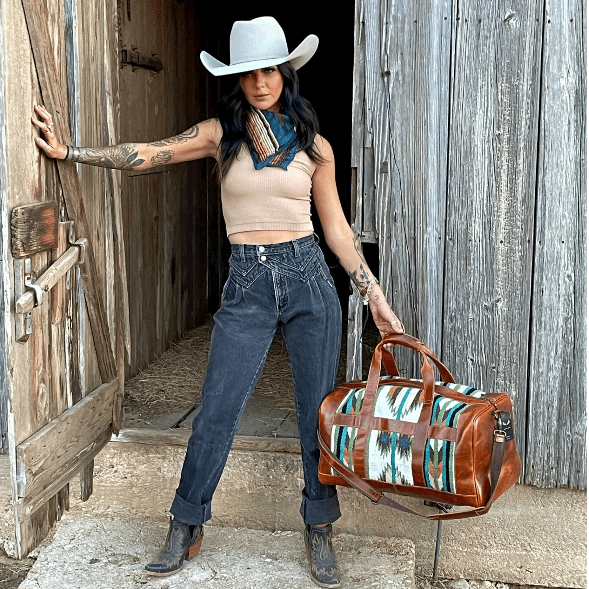 Southwestern Saddle Blanket Aztec Weekender Aspen Duffel