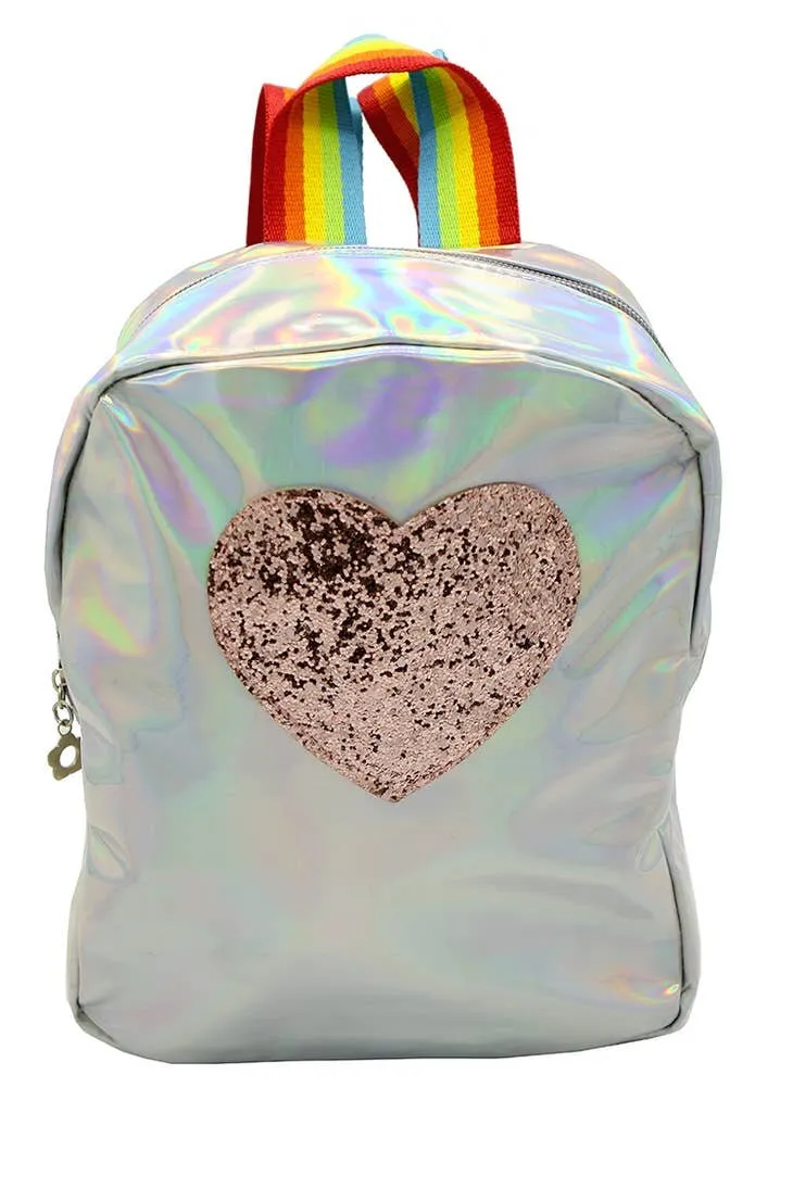 Sparkle Sisters Heart Mini Backpack - Silver