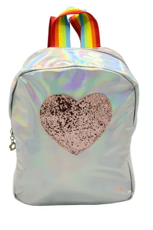 Sparkle Sisters Heart Mini Backpack - Silver