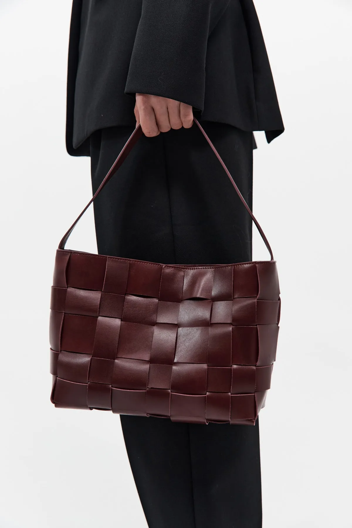 St Agni Woven Mini Tote in Plum