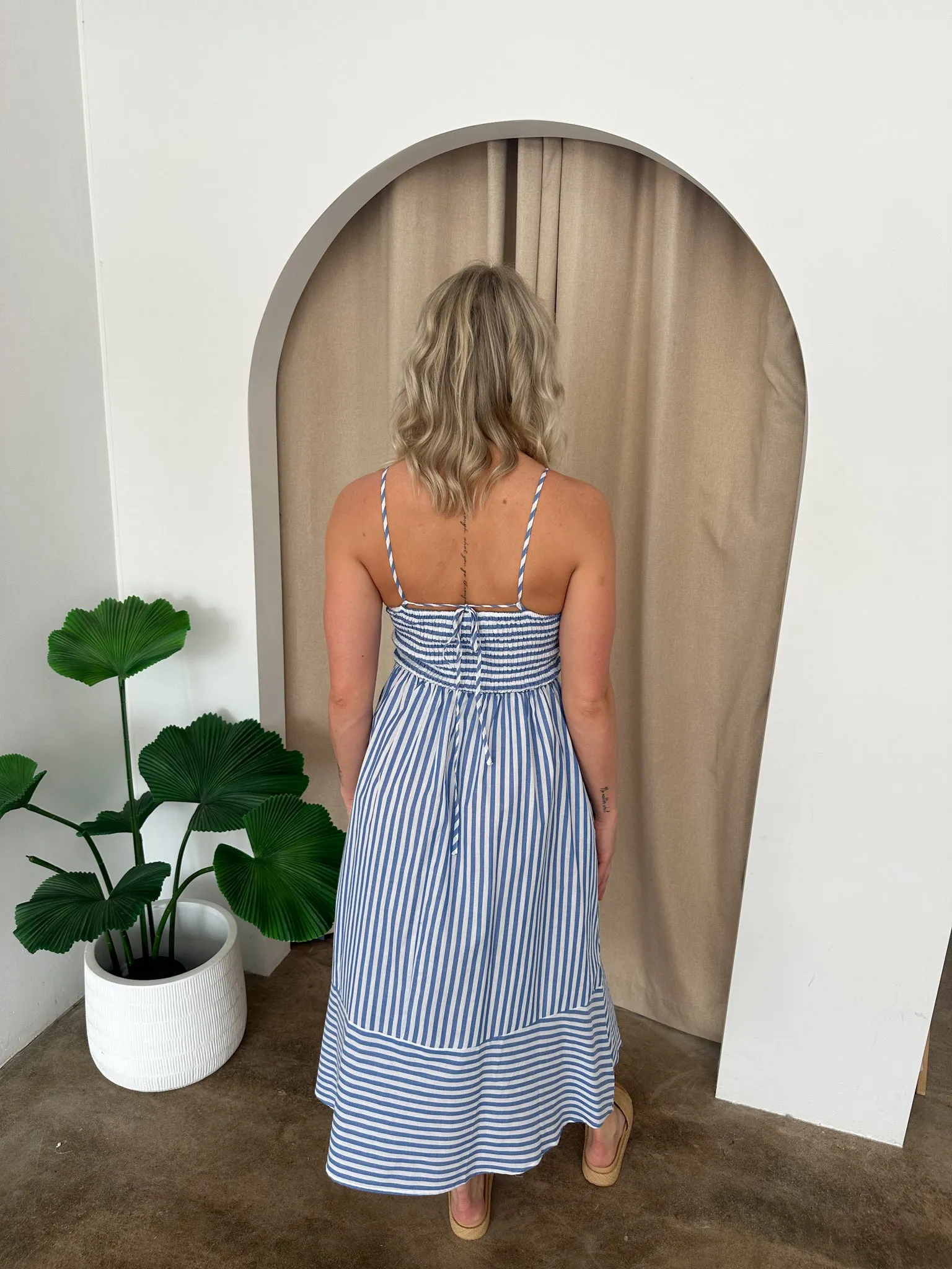 Steph Dress- Blue/white Stripe