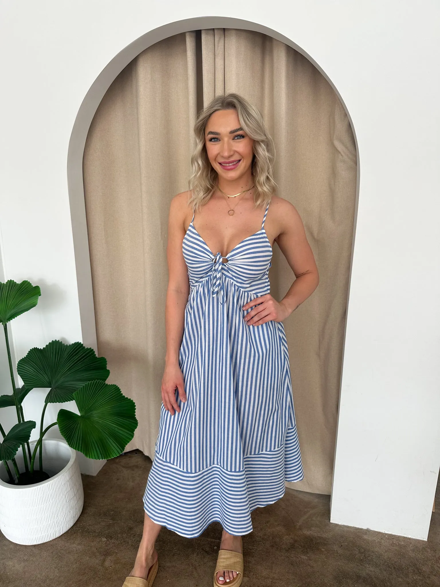 Steph Dress- Blue/white Stripe