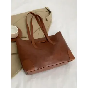 Stylish Leather Medium Tote Bag