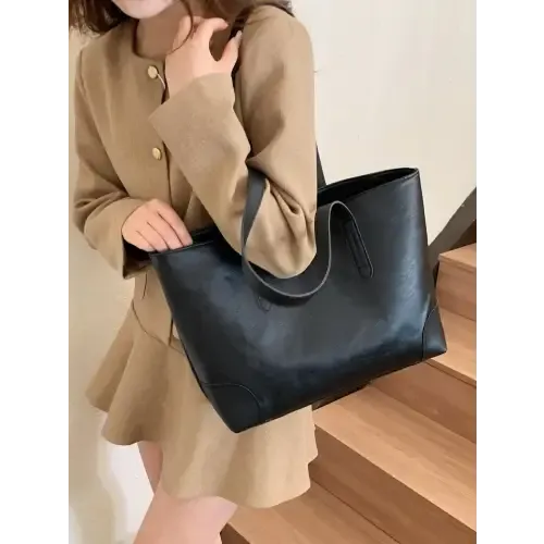 Stylish Leather Medium Tote Bag