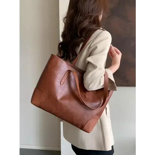Stylish Leather Medium Tote Bag