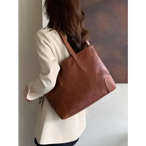 Stylish Leather Medium Tote Bag