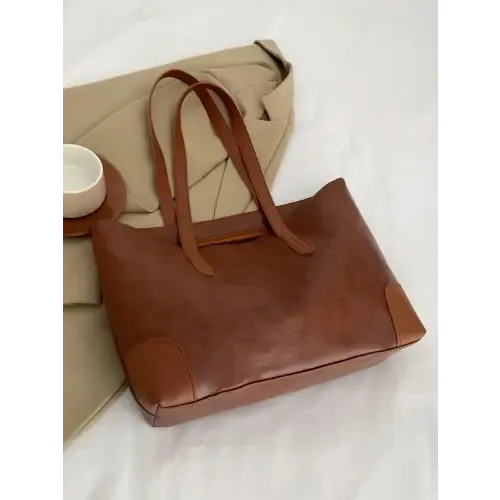 Stylish Leather Medium Tote Bag