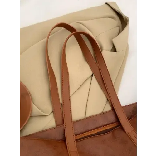 Stylish Leather Medium Tote Bag