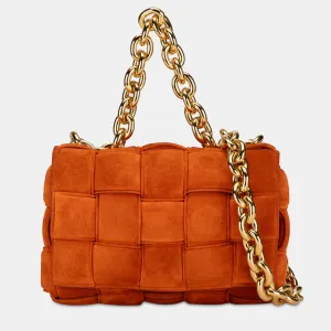 Suede Intrecciato Padded Chain Cassette Satchel