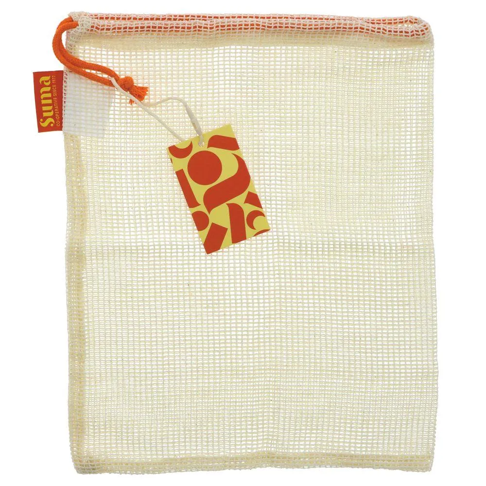 Suma | Cotton Mesh Produce Bag-Medium - Draw String 25cm(w) x 30cm(h) | bag