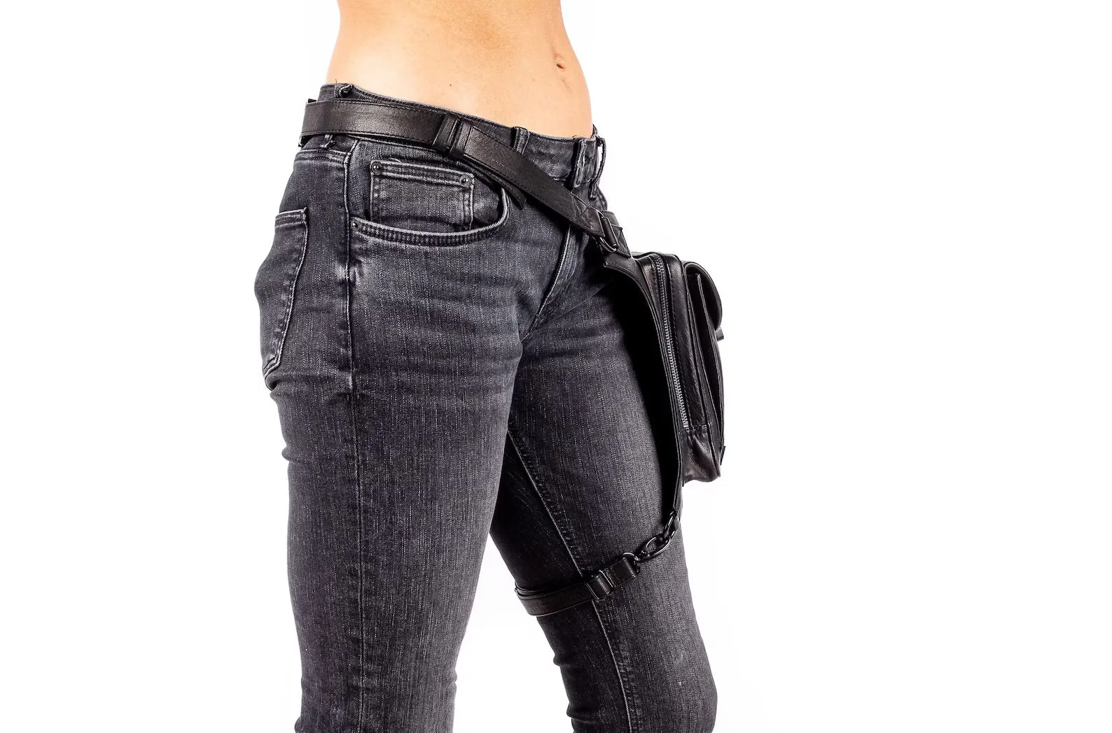 Tactical Edge Black Leather Holster and Hip Bag