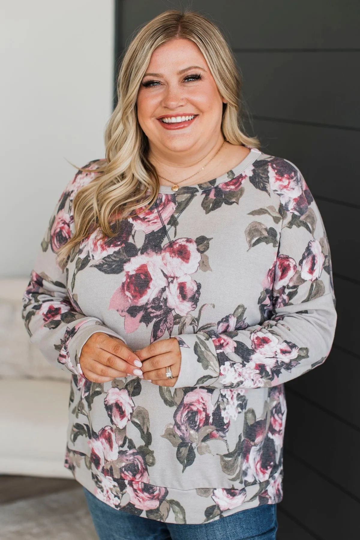 Talking About You Floral Top- Dusty Olive