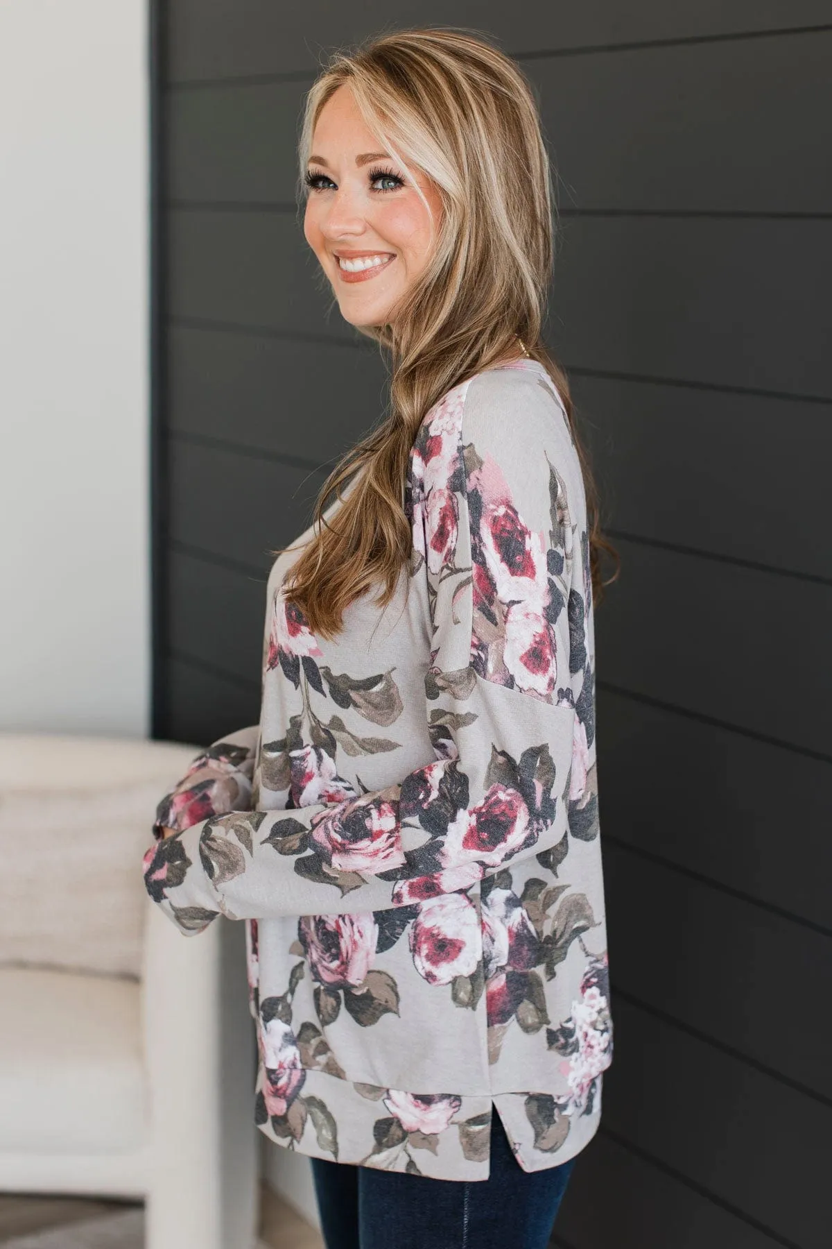 Talking About You Floral Top- Dusty Olive