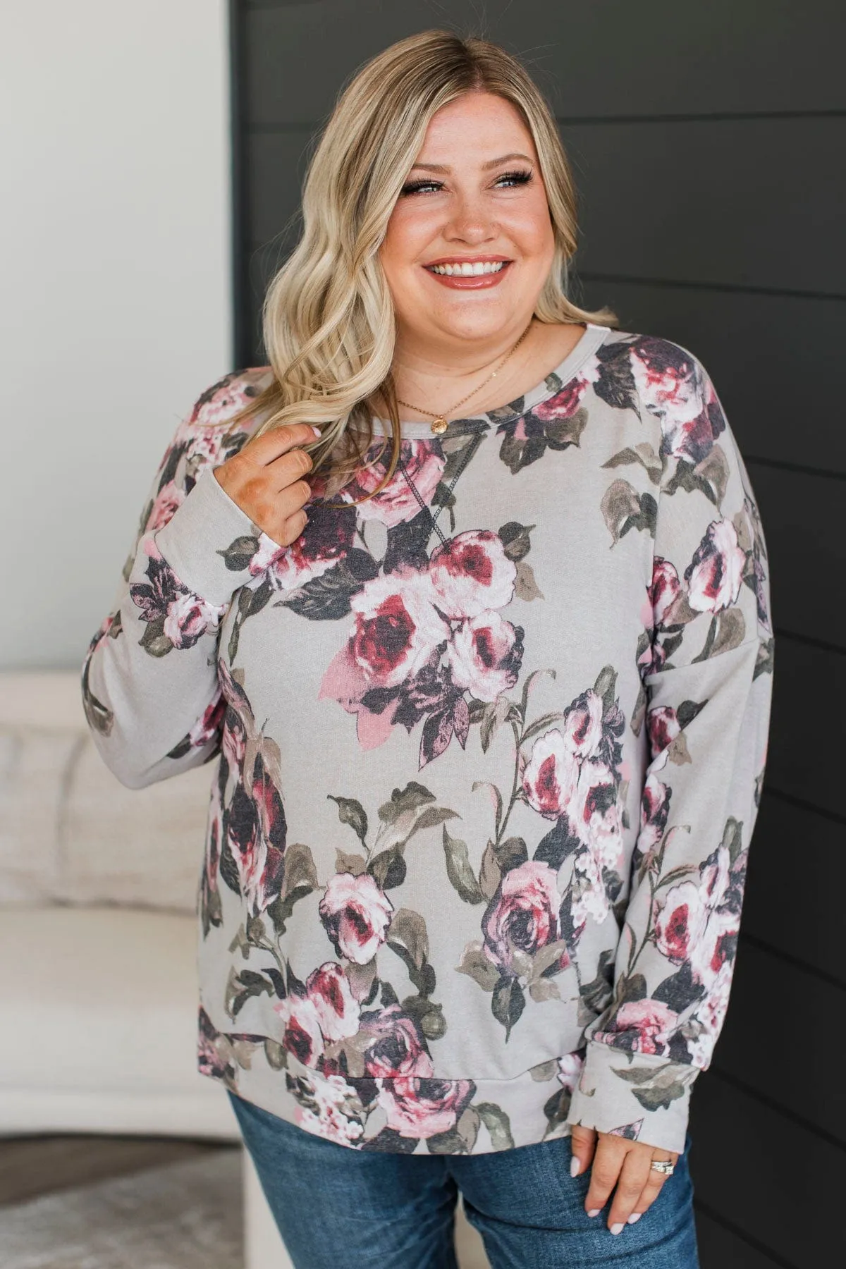 Talking About You Floral Top- Dusty Olive