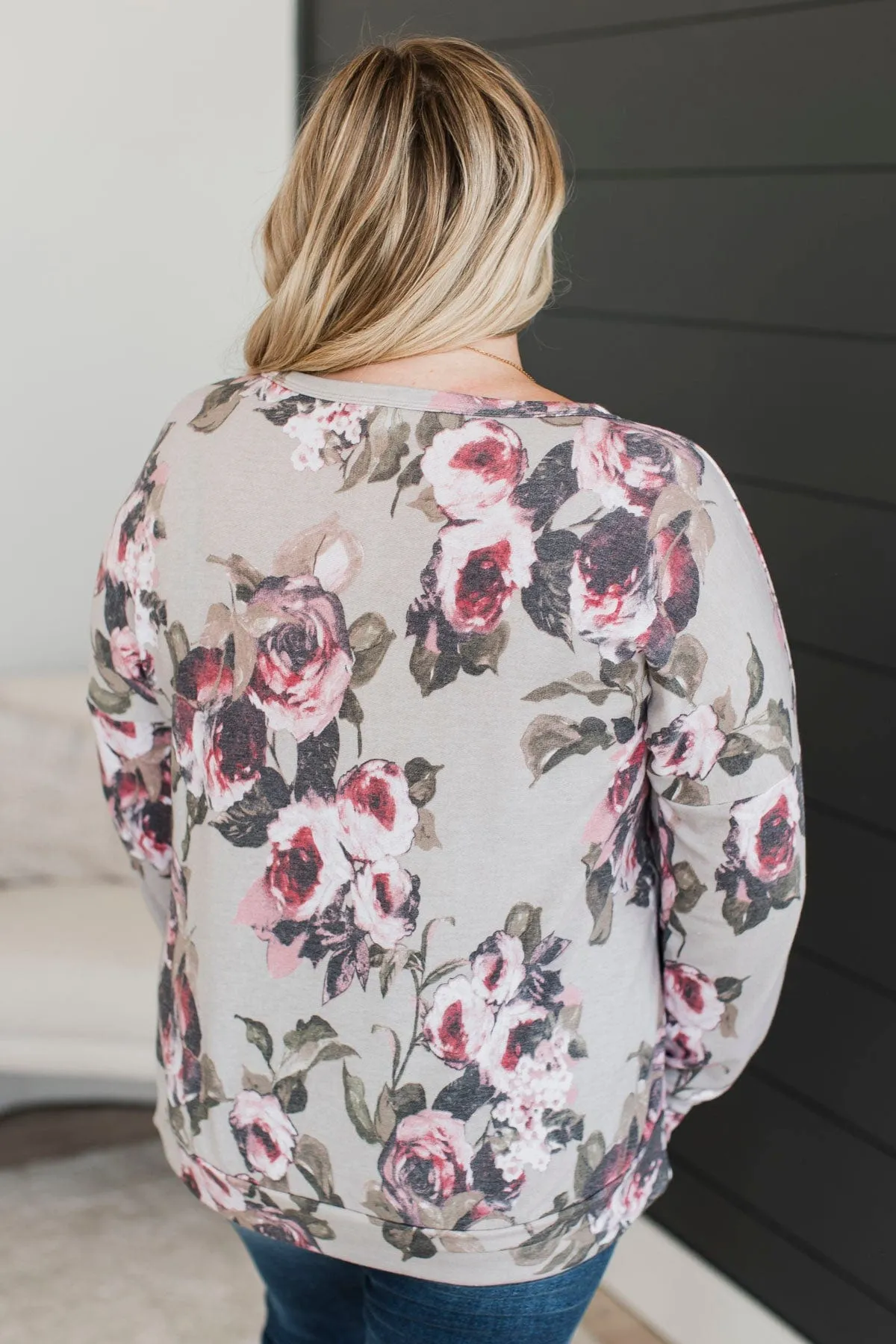 Talking About You Floral Top- Dusty Olive