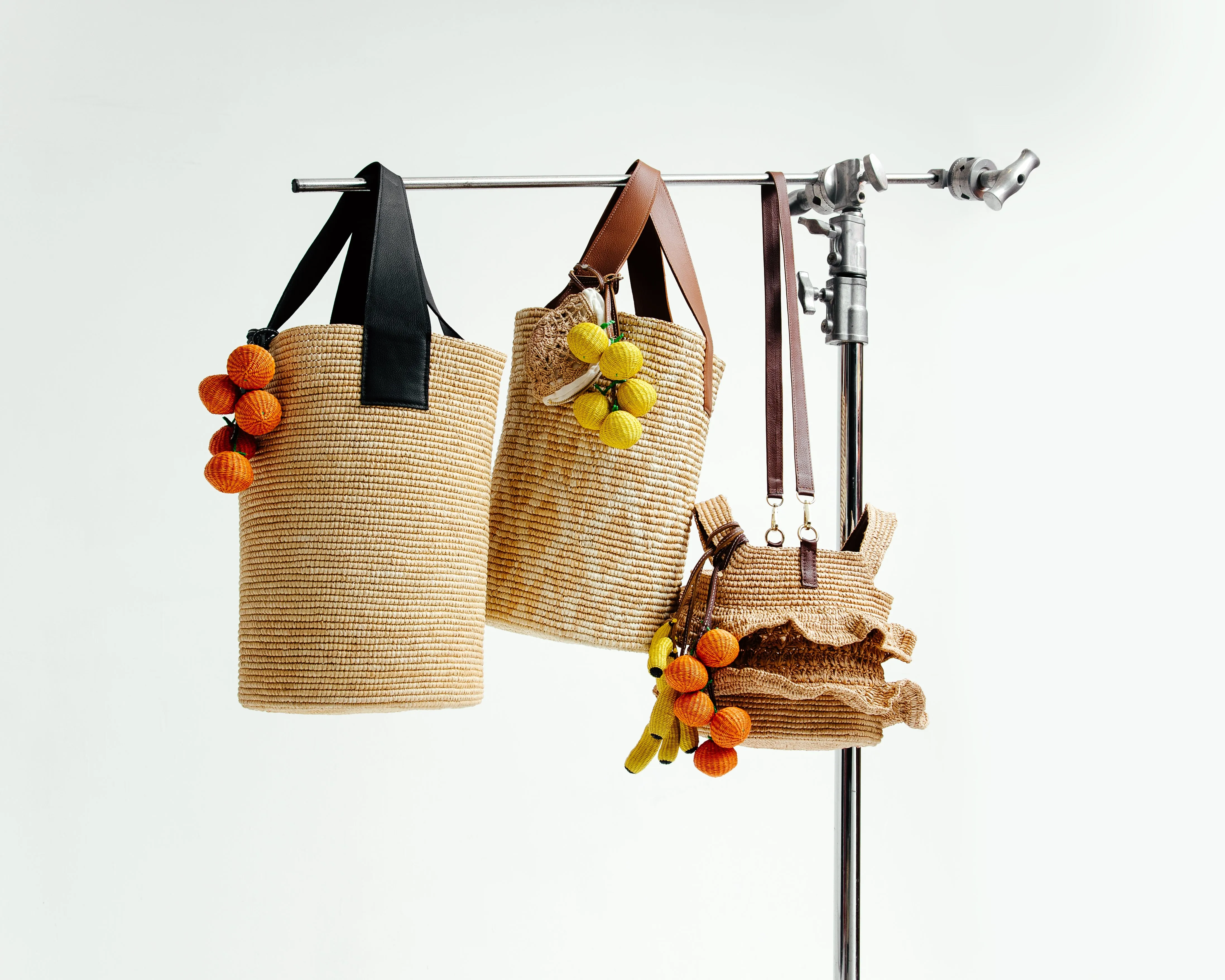 Tall Canasta With Leather Handles