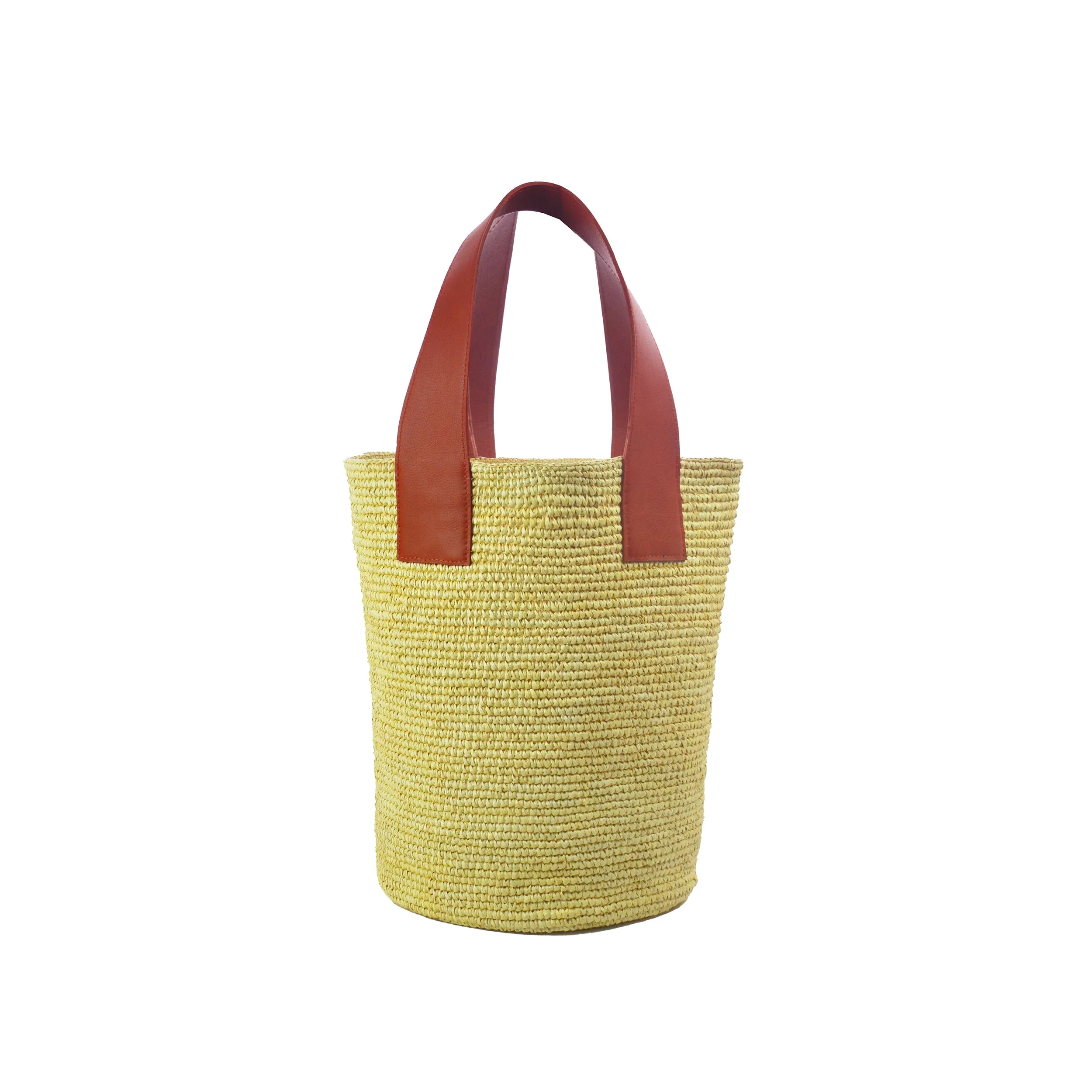 Tall Canasta With Leather Handles