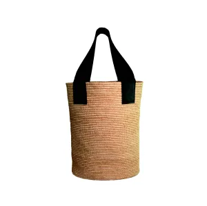 Tall Canasta With Leather Handles