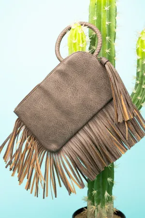 Taupe Fairleigh Fringe Bangle Clutch