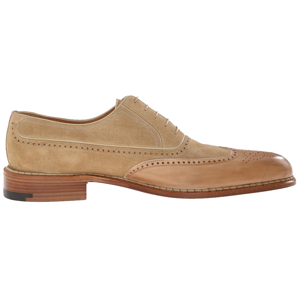 Testoni Black Label Linen Suede Delave Calf Wingtip Oxford