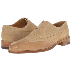 Testoni Black Label Linen Suede Delave Calf Wingtip Oxford