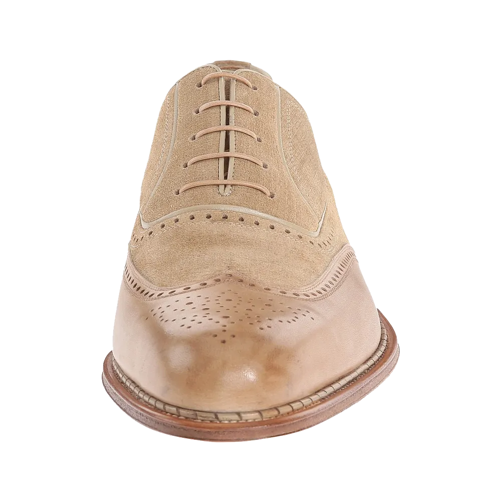 Testoni Black Label Linen Suede Delave Calf Wingtip Oxford