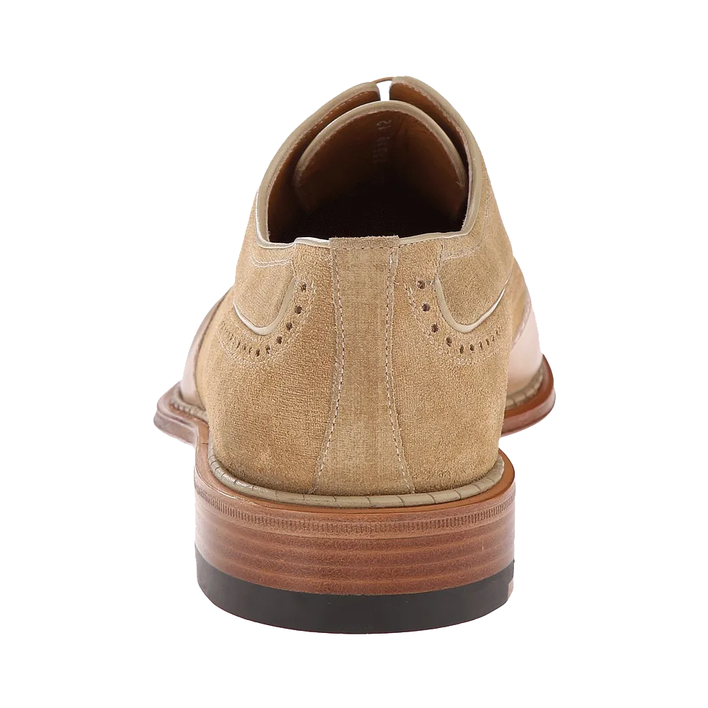 Testoni Black Label Linen Suede Delave Calf Wingtip Oxford